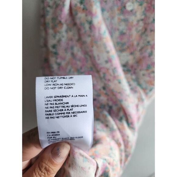 Faithful the Brand "Massimo" Pink Floral Tie Front Flare Sleeve Midi Dress sz 4 - Picture 11 of 11